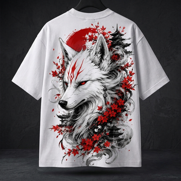 Crimson Spirit Fox Oversized T-Shirt