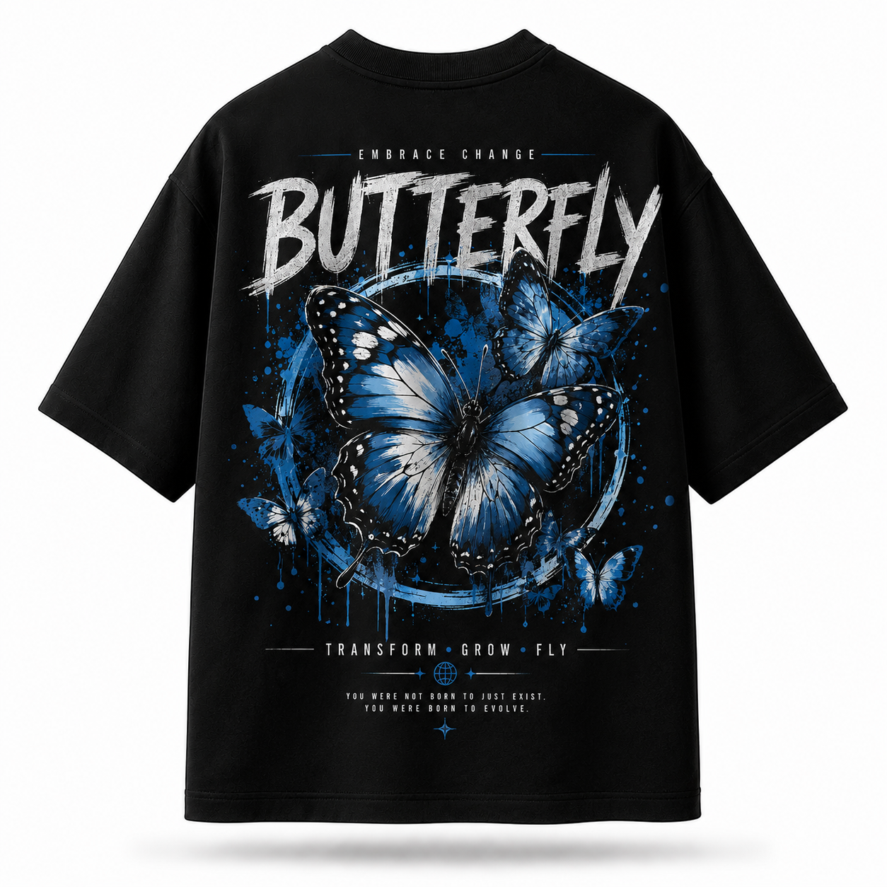 Blue Butterfly Oversized T-Shirt