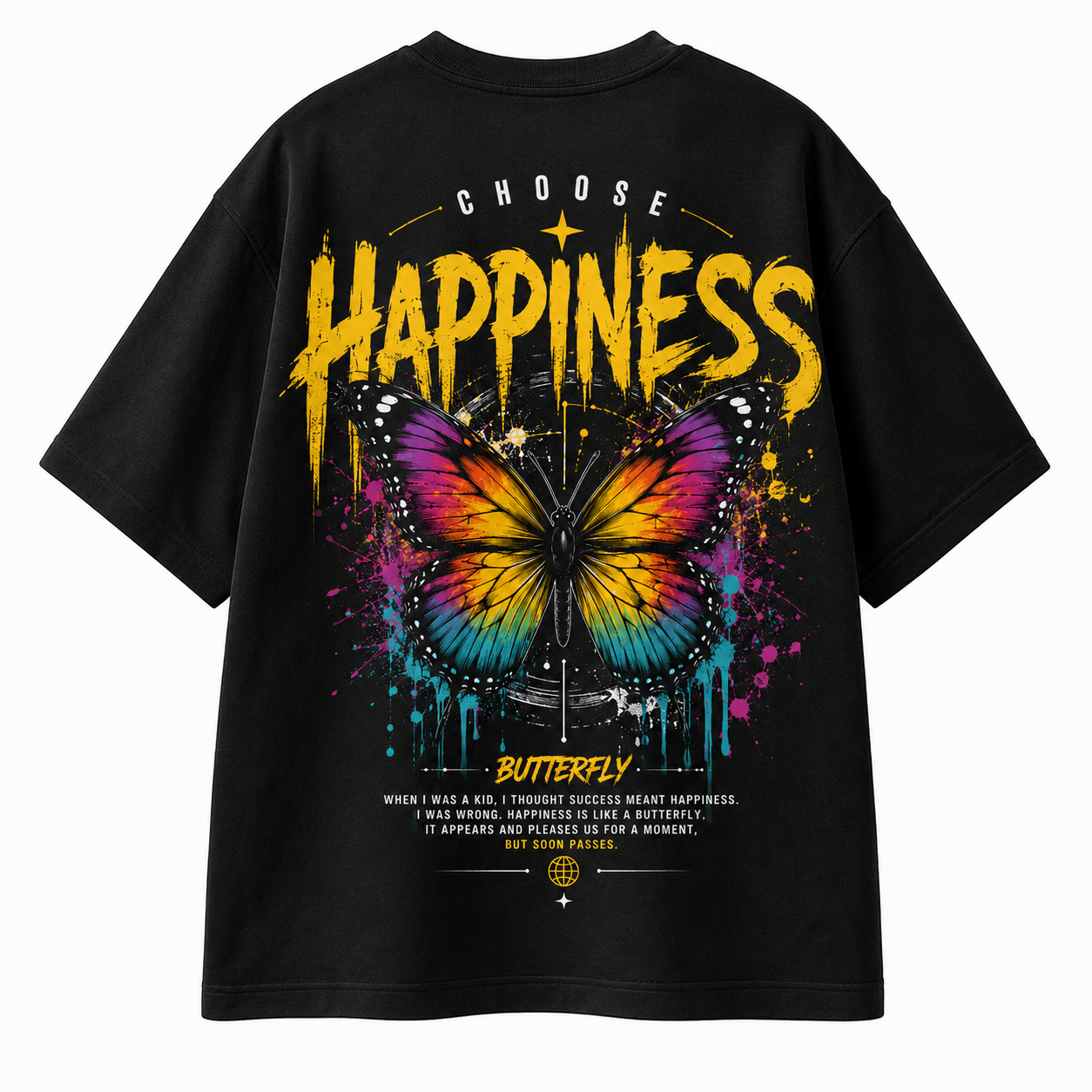 Choose Happiness Butterfly Oversized T-Shirt